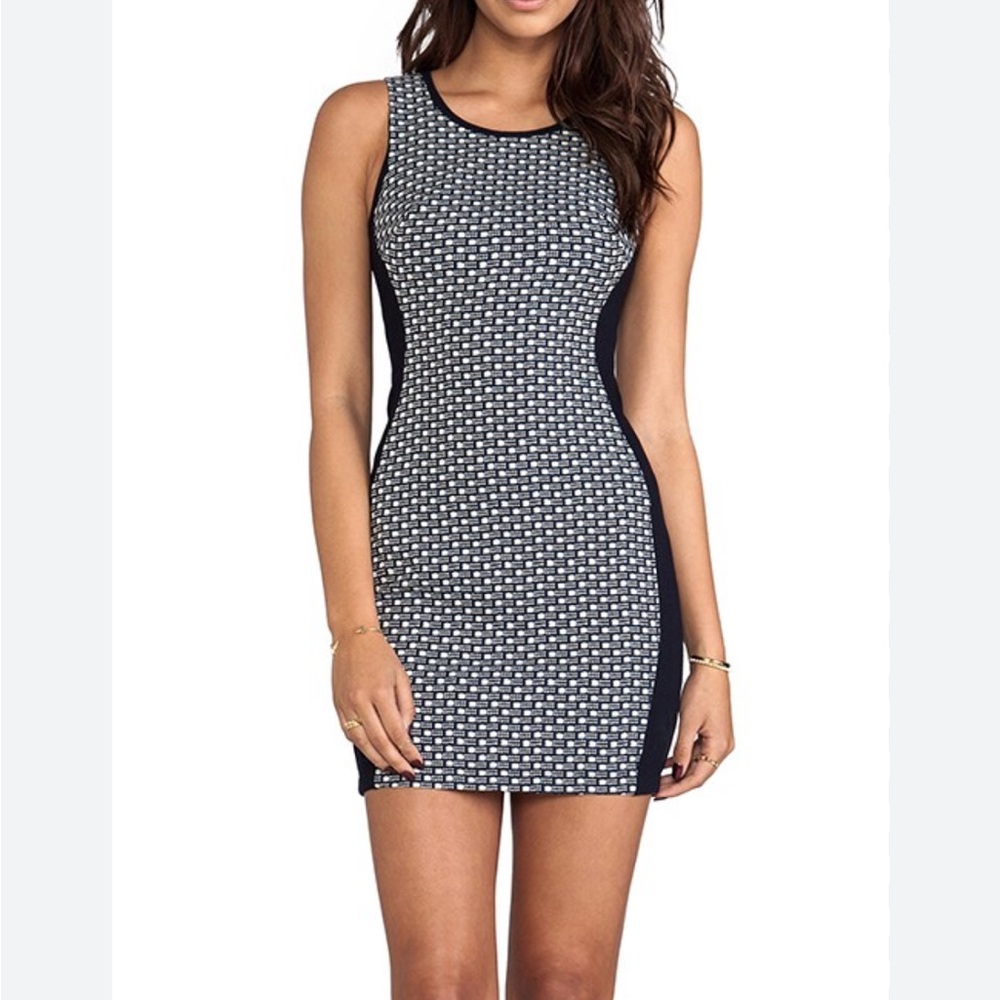 Bailey 44 Navy Blue and White Sleeveless Bodycon Mini Dress size XS